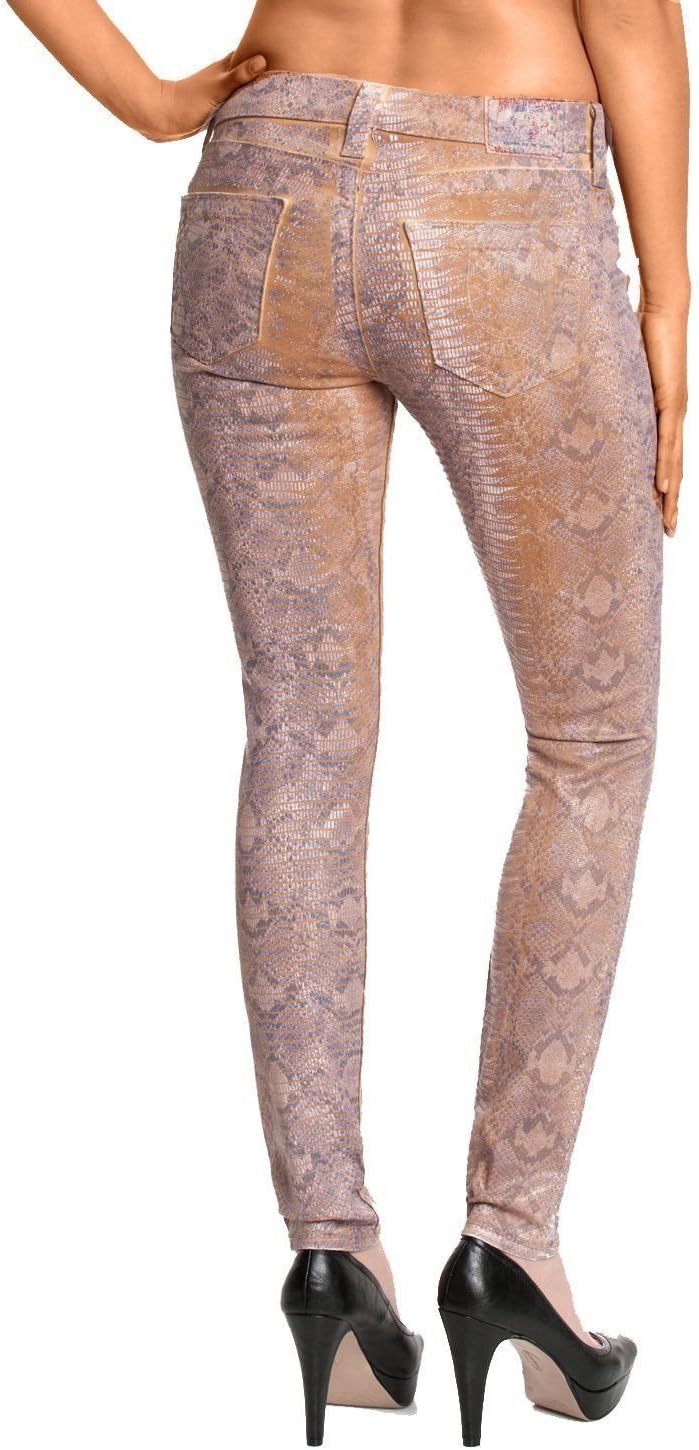 True Religion Halle Skinny Legging Denim Pants, 25, Snake Brown Print