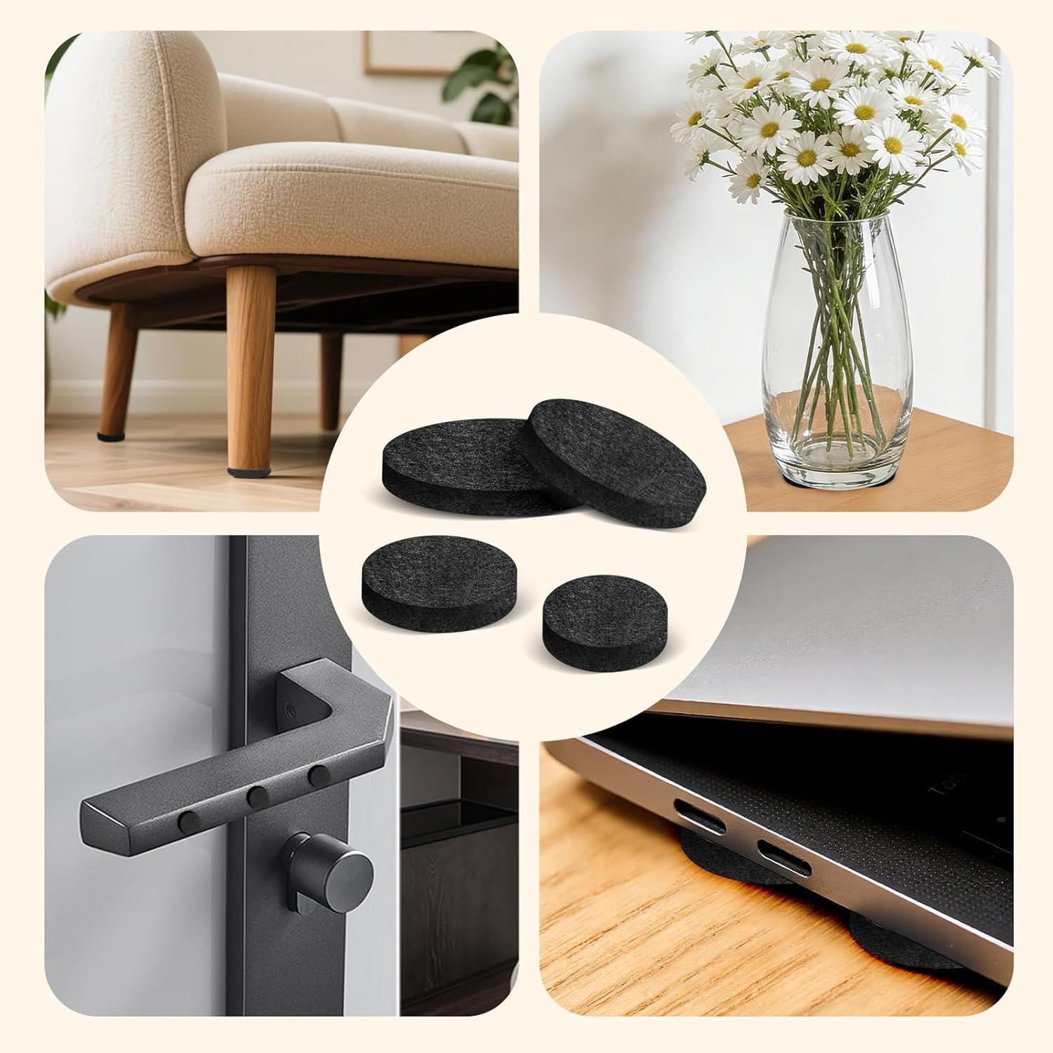 125 deslizadores de fieltro autoadhesivos, 20 mm, para sillas, 5 mm de grosor, muebles para patas de muebles, patas de sillas, suelos de madera dura (marrón)
