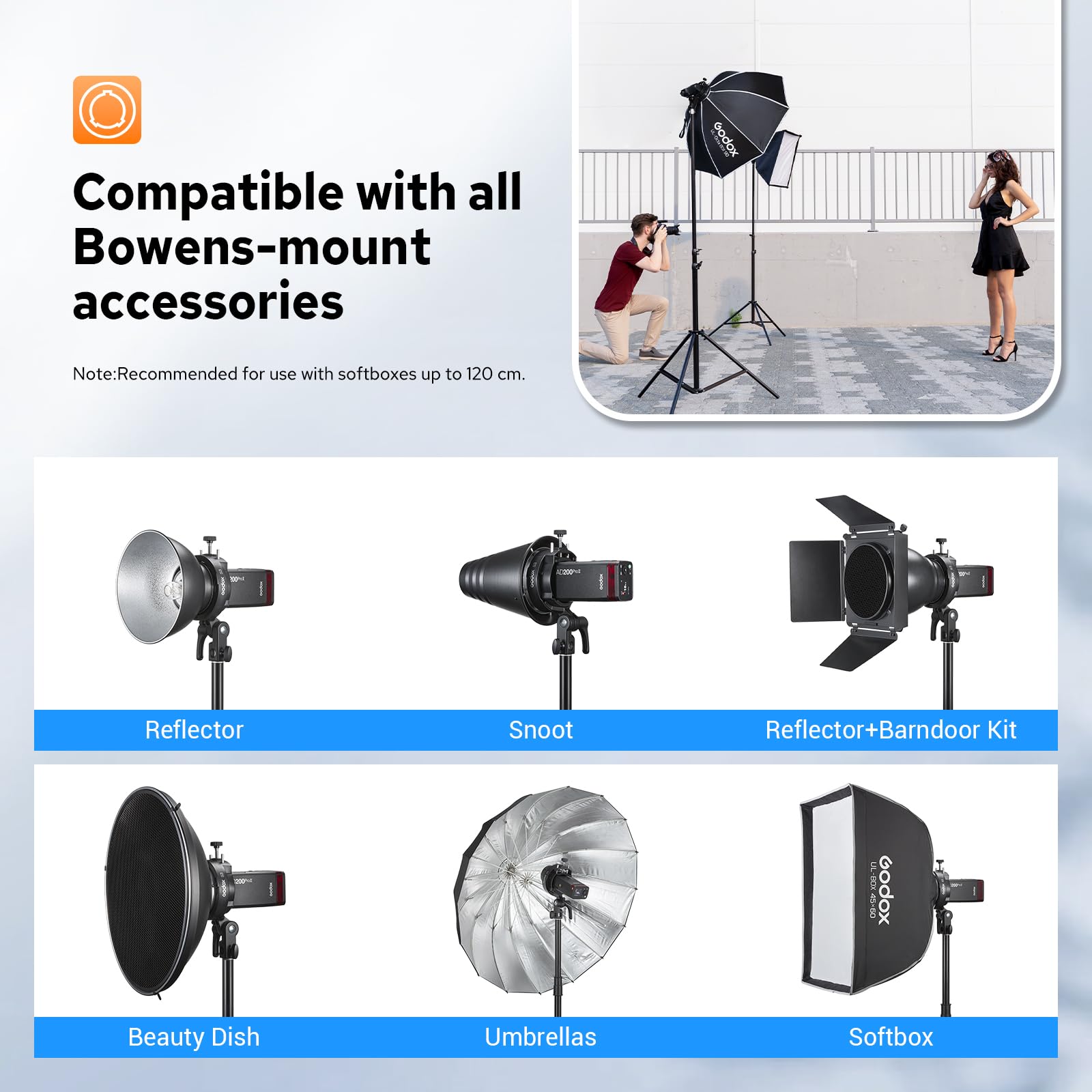 Godox S3 Soporte de Flash , Soporte Bowenspara Godox V1, V1Pro, V100, AD300Pro, AD200ProII, AD100Pro, V860III, TT685II, TT350
