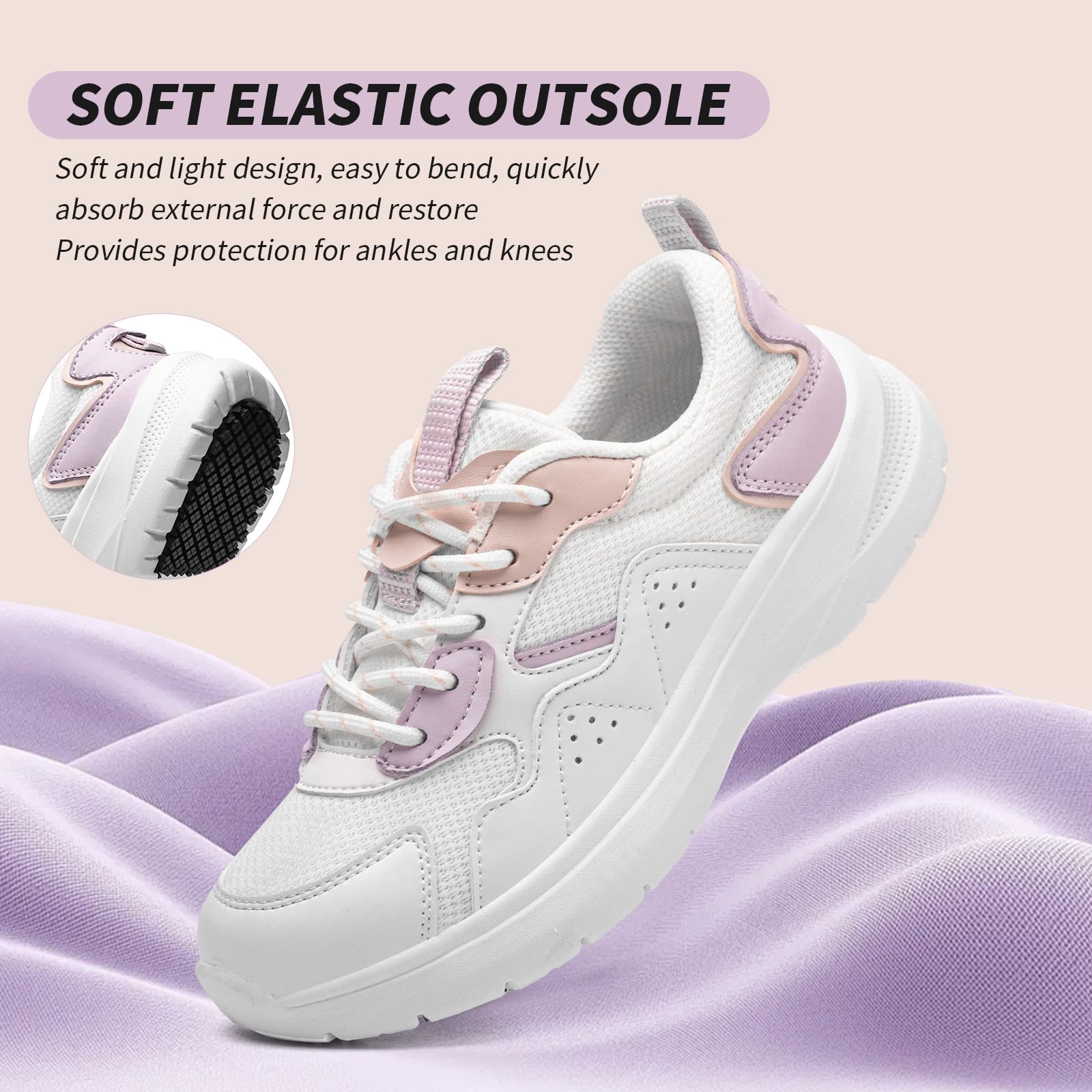 V-Janiffy Non Slip Shoes for Women Food Service, Women's Slip Resistant Work Shoes,Women's Non Slip Nursing Shoes White