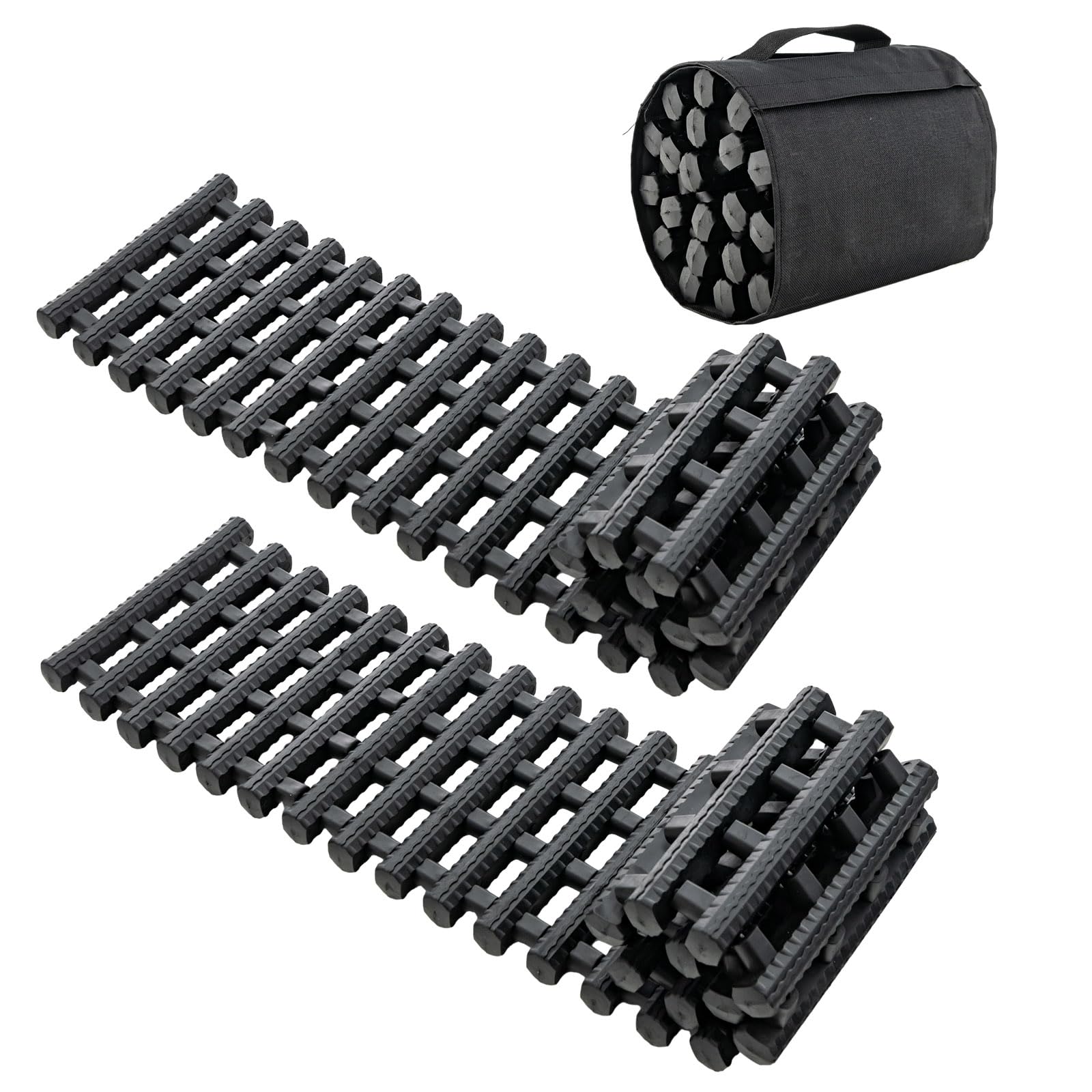 TANGZON 2PCS Recovery Traction Boards, Portable Emergency Traction Tracks for Off-Road Sand/Mud/Snow, Heavy Duty Traction Tire ladder Mat for Car Van AUV Truck (85 x 21 x 3 cm)