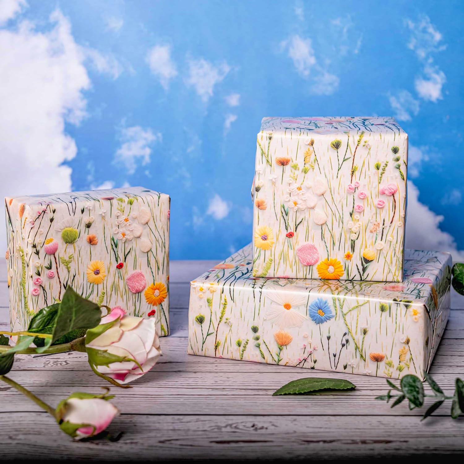 Altarho Wildflower Wrapping Paper Roll for Women Girls Vintage Floral Herbal Gift Wrap Spring Art Paper for Wedding Mothers Day Baby Shower Birthday Engagement Bridal Shower Total 28.5sq.ft - Image 4