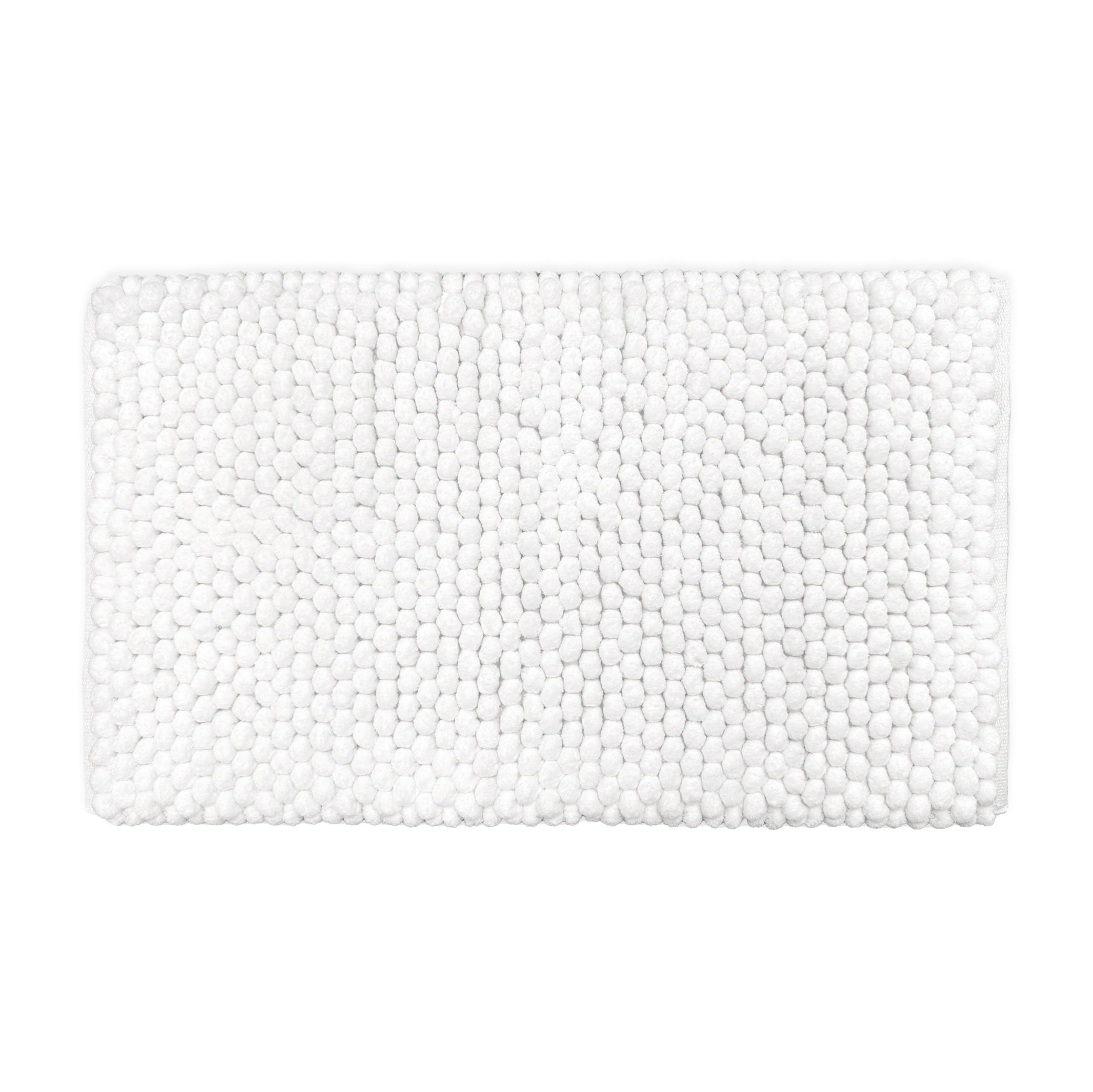 Allure Bath Fashions White Allure Luxury Chunky Bobble Bath Mat Non Slip 50 X 80Cm - Super Soft, Absorbent, Quick Dry Giant Bobble Bathroom Rug, Easy Care, Machine Washable (White)