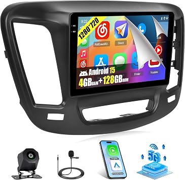 4+128G Radio for Chrysler 200 200C 200S 2015 2016 2017 2018 2019, 9" Touch Screen Bluetooth Radio with Wireless CarPlay, 5GHz WiFi, Bluetooth 5.0, EQ, GPS Navigation, 1280 * 720, Backup Camera