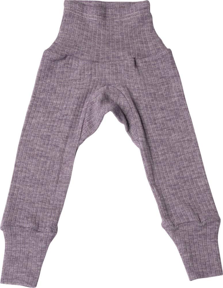 Cosilana Baby Trousers - Long with Waistband Silk/Wool/Cotton, Plain Plum 23, 86/92 cm