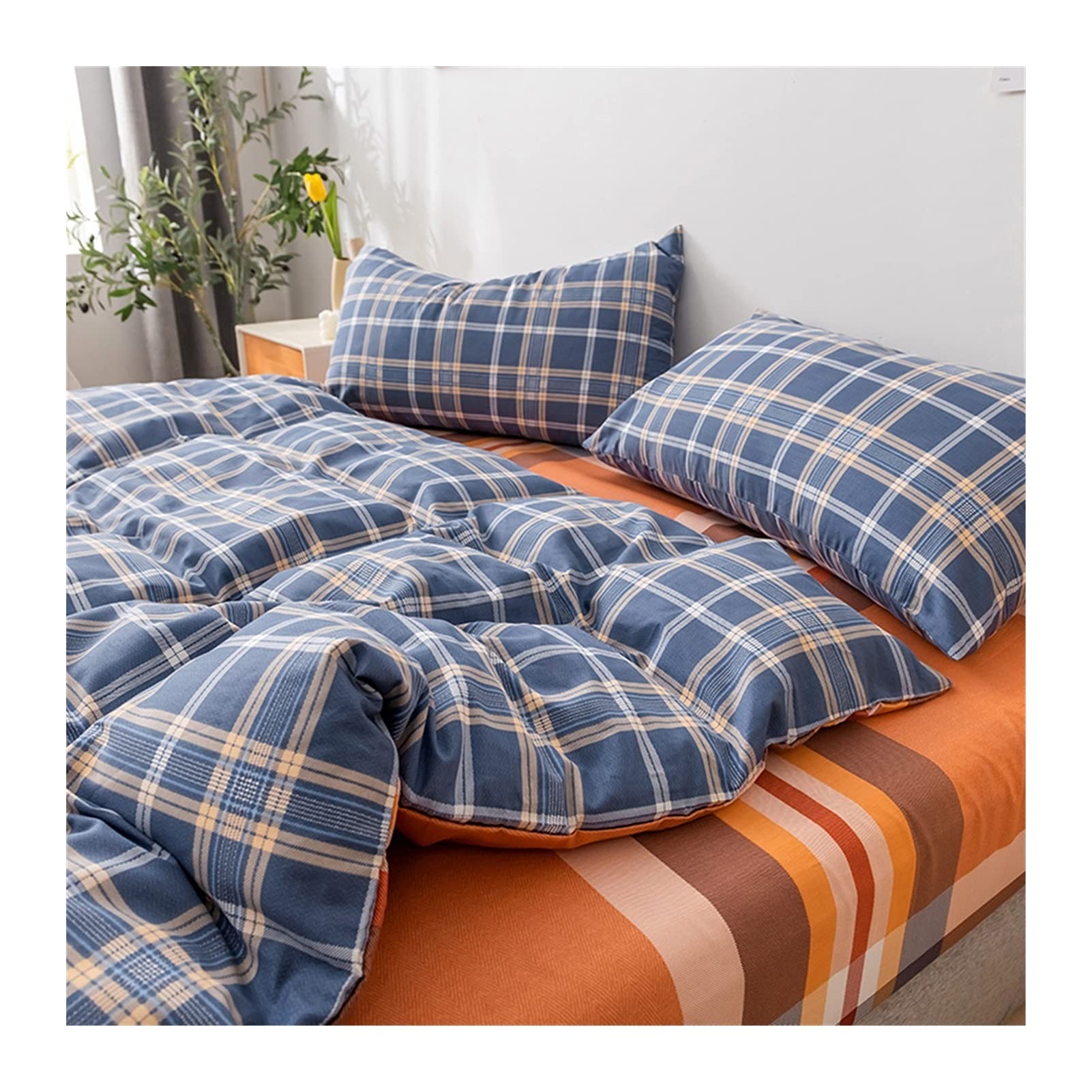Treers Set Biancheria da Letto Matrimoniale, Stile Nordico Reversibile Microfibra Singolo Doppio Set Copripiumino con Copripiumini a Cerniera e 2 Federe (Geometria Grigia,180x220cm