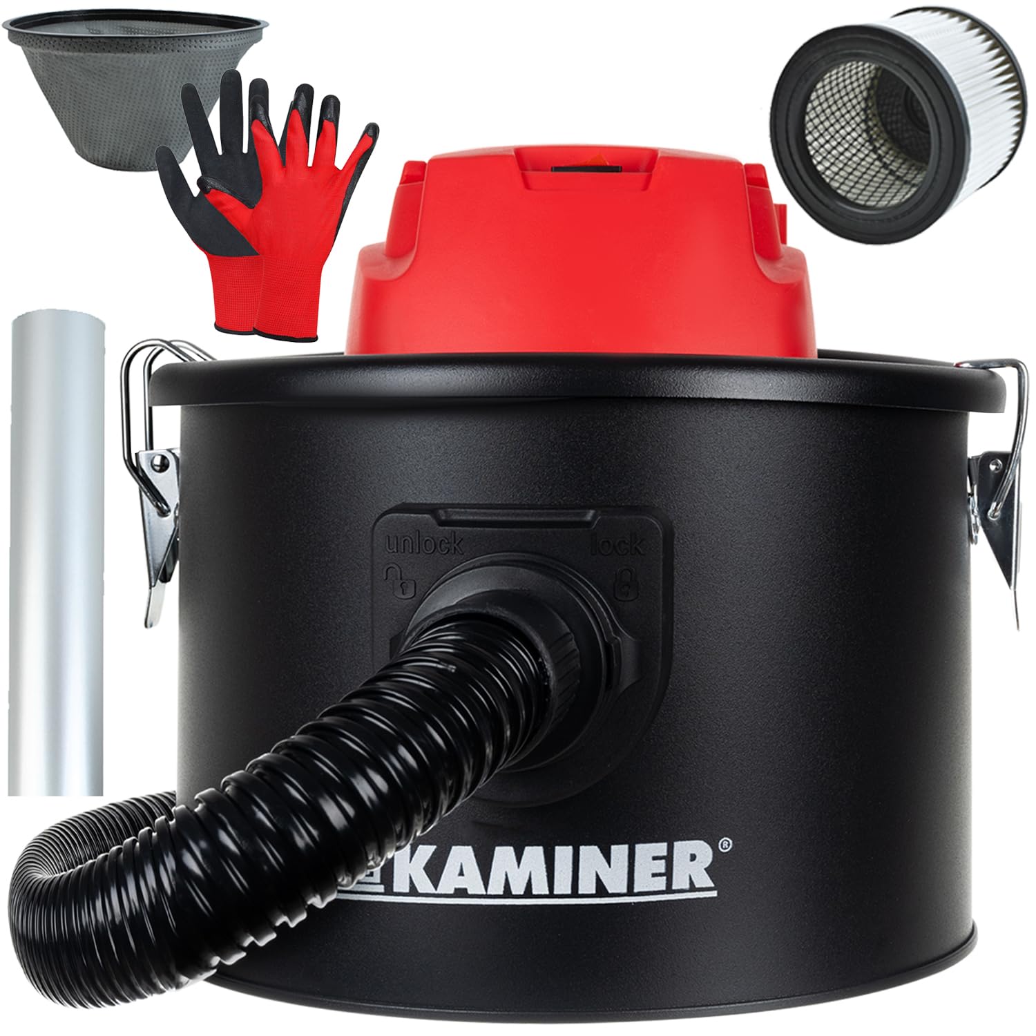KAMINER Elektryczny odkurzacz do popiołu, 10 l, 800 W, piec kominkowy, grill, 2 filtry, HEPA 6317