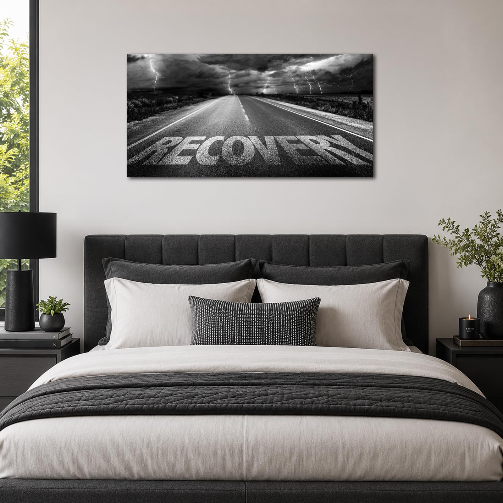 Saypeacher Cartel de recuperación en lienzo para pared, citas motivacionales para oficina, pósteres alentadores, regalo para pacientes (gris)