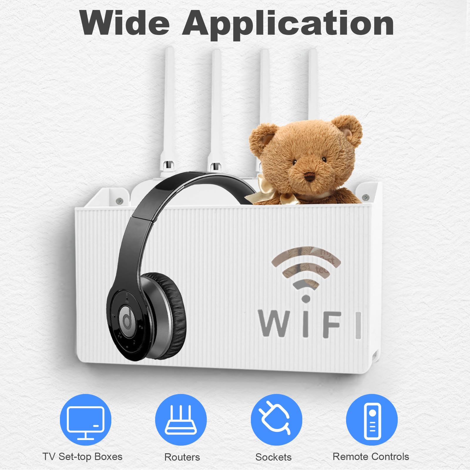 ZWWZ Support Mural WiFi Routeur,Boîte De Rangement Pour Routeur Wi-FI -Plastique - ​Étagère Murale - Pour Suspendre Les Câbles - Décoration D'intérieur - Taille:21.5 * 25.5 * 6cm