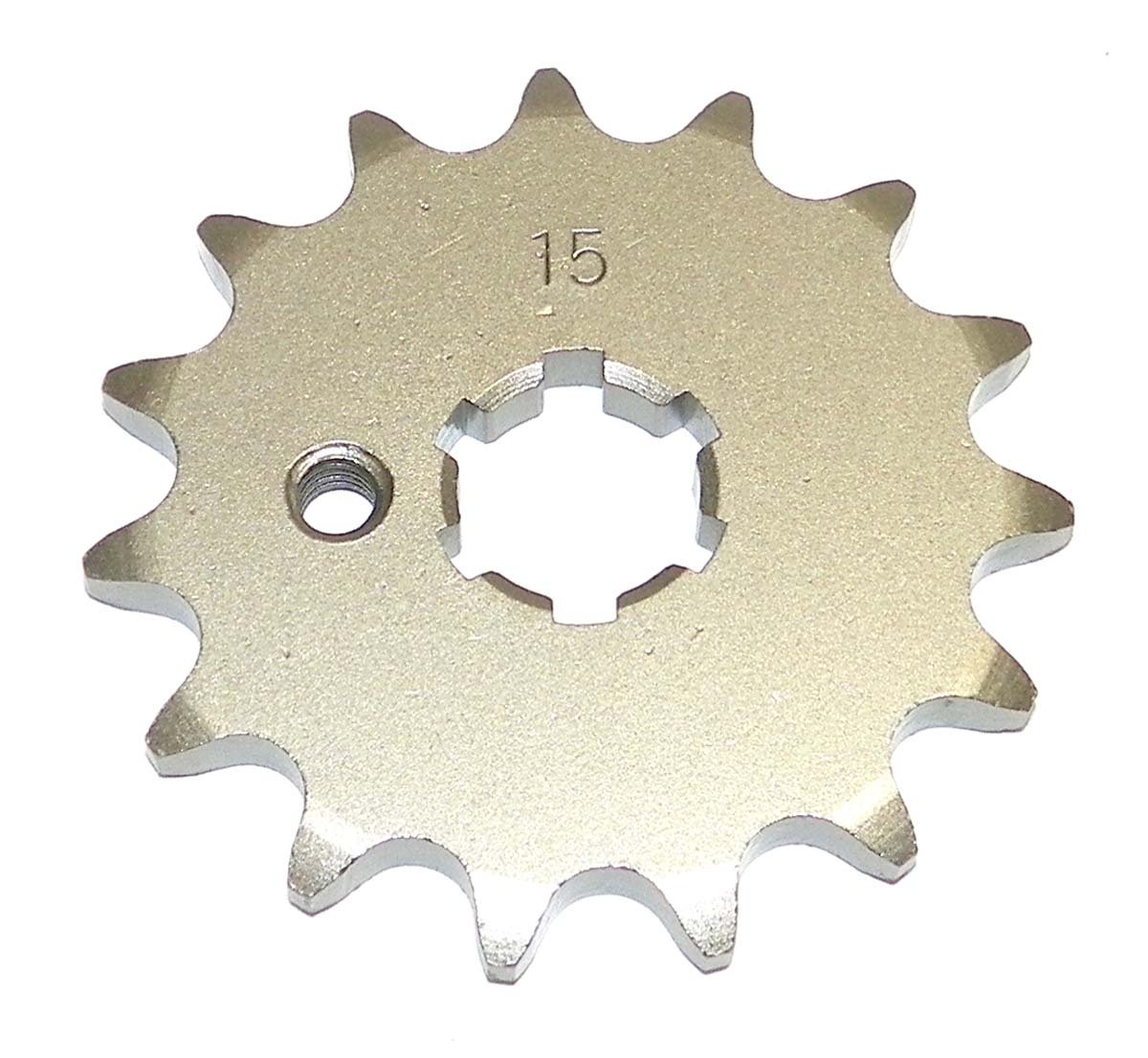 Steel Front Sprocket Compatible with Yamaha RT 100 1990-2000/ TT-R 110 2009-2017 15 Teeth FSY-012-15 OEM #: 93812-15063-00