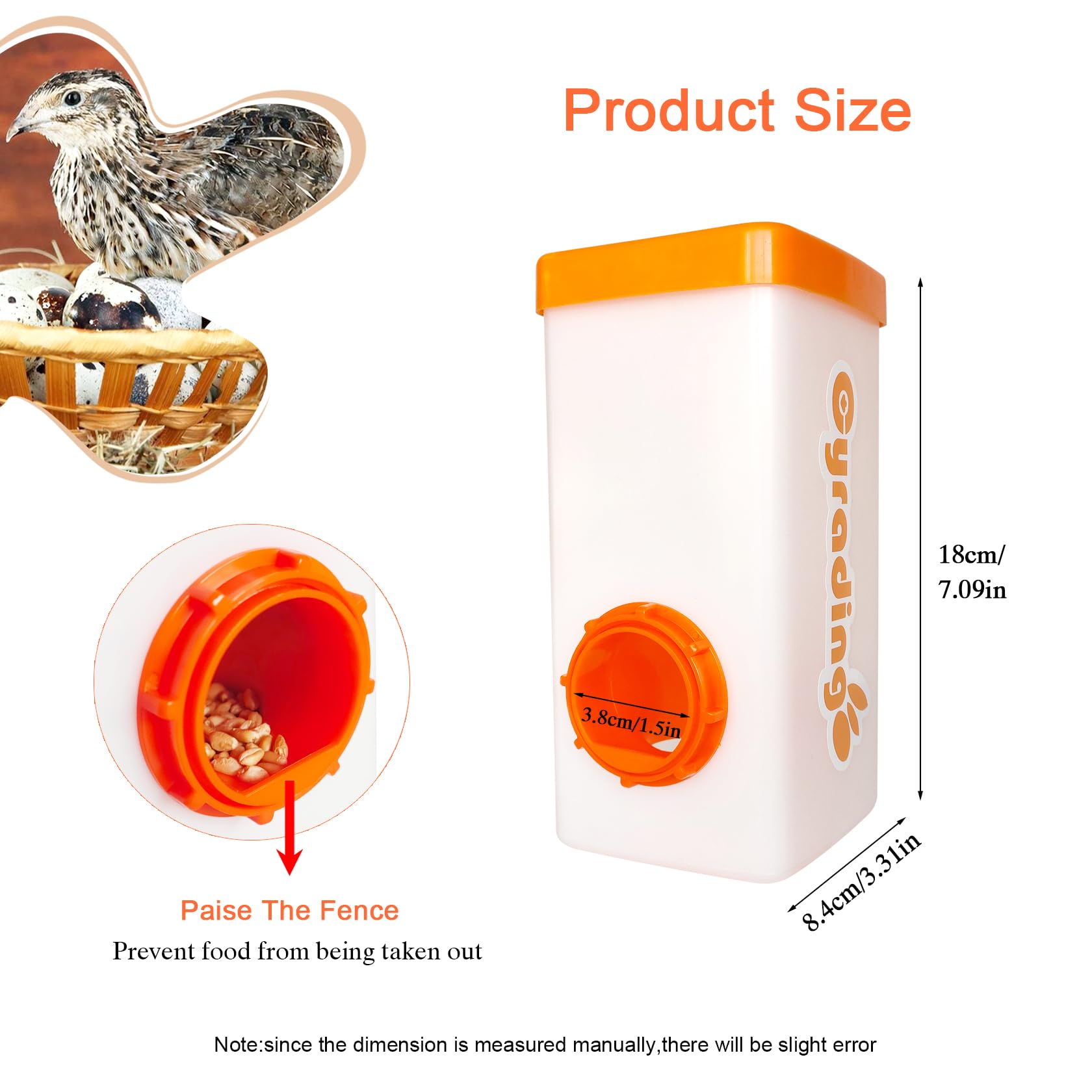 Automatic Waterer System Chick Feeder and Drinker Cups 1L Hanging Automatic Fill Poultry Watering Cup Used for Cages (Orange, 2)