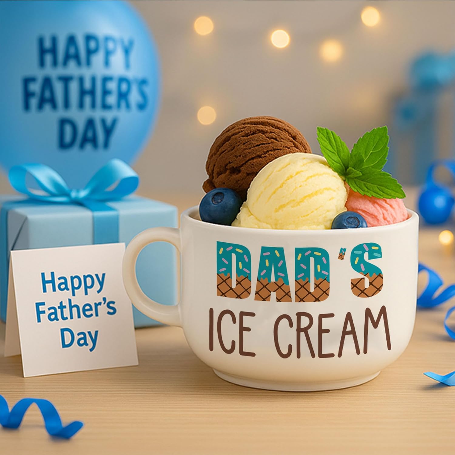Funny Fathers Day Dad Gifts from Daughter Son, Novelty Birthday Dads Gift for Daddy Dada Father StepDads, Cool First Time New Dad gifts from Wife, Dad's Ice Cream Bowl Presents Set - Image 6