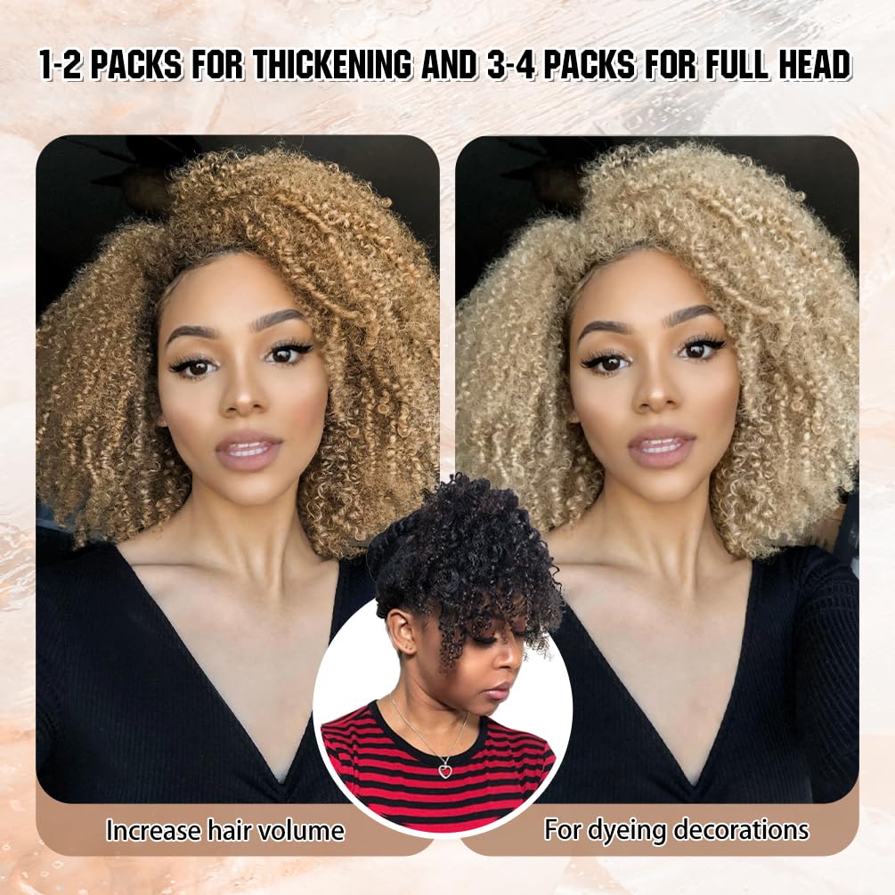 4Pcs Colored Afro Kinky Curly Clip in Hair Extensions Real Human Hair, 10 Inch 50g Grey, Lace Invisible Seamless & Thicken, 4B 4C Remy Clip Ins for Women