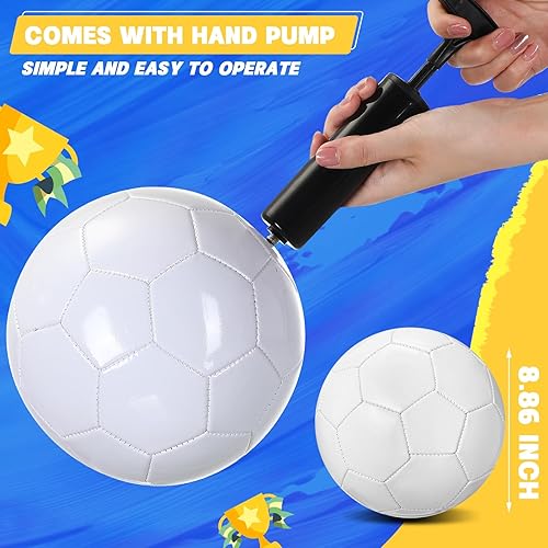 Miniatura 2 de Jexine 6 Pcs All White Soccer Ball Plain White Soccer Ball Blank Christian Charity Donation with Needle Pump for DIY Painting Training Signatures