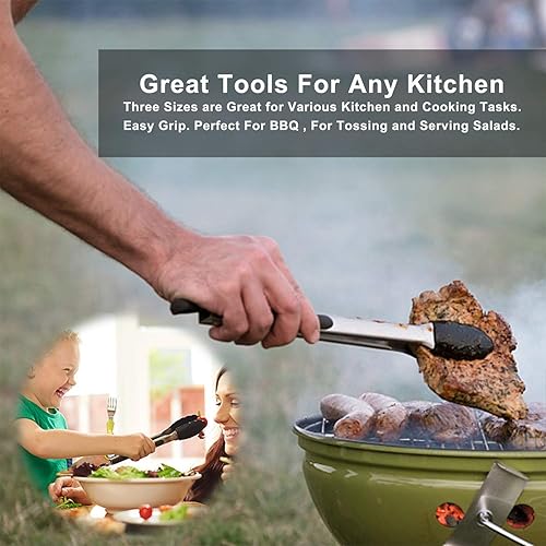 Miniatura 5 de Espátula Wok de silicona negra+juego de pinzas de silicona de 3 piezas