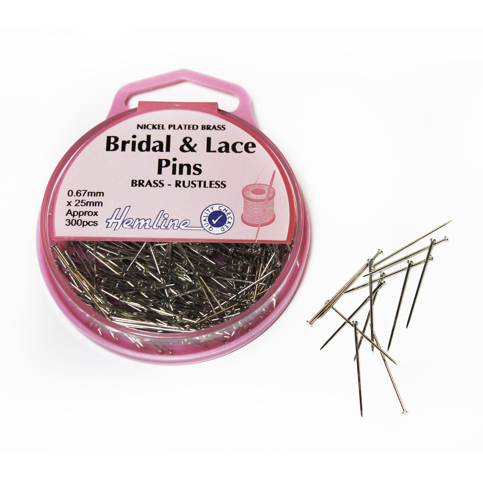 Hemline Nickel 300 X Bridal & Lace Pins 0.67Mm X 25Mm