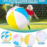 Vista 3 de Supervitae Pelotas de playa de arco iris gigantes de 27 pulgadas, bolas de playa inflables de verano para juegos acuáticos (2 piezas)