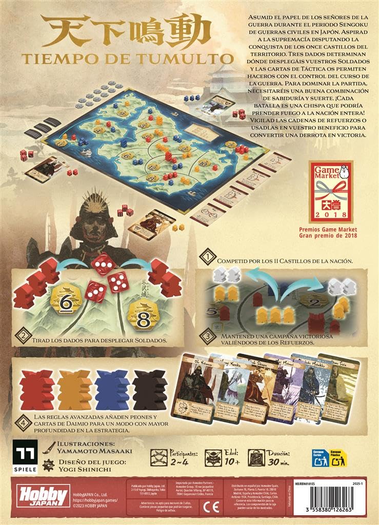 Hobby Japan Time of Tumulto, Jeu de société de stratégie, à partir de 10 Ans, de 2 à 4 Joueurs, 20 à 40 Minutes par Partie, Espagnol