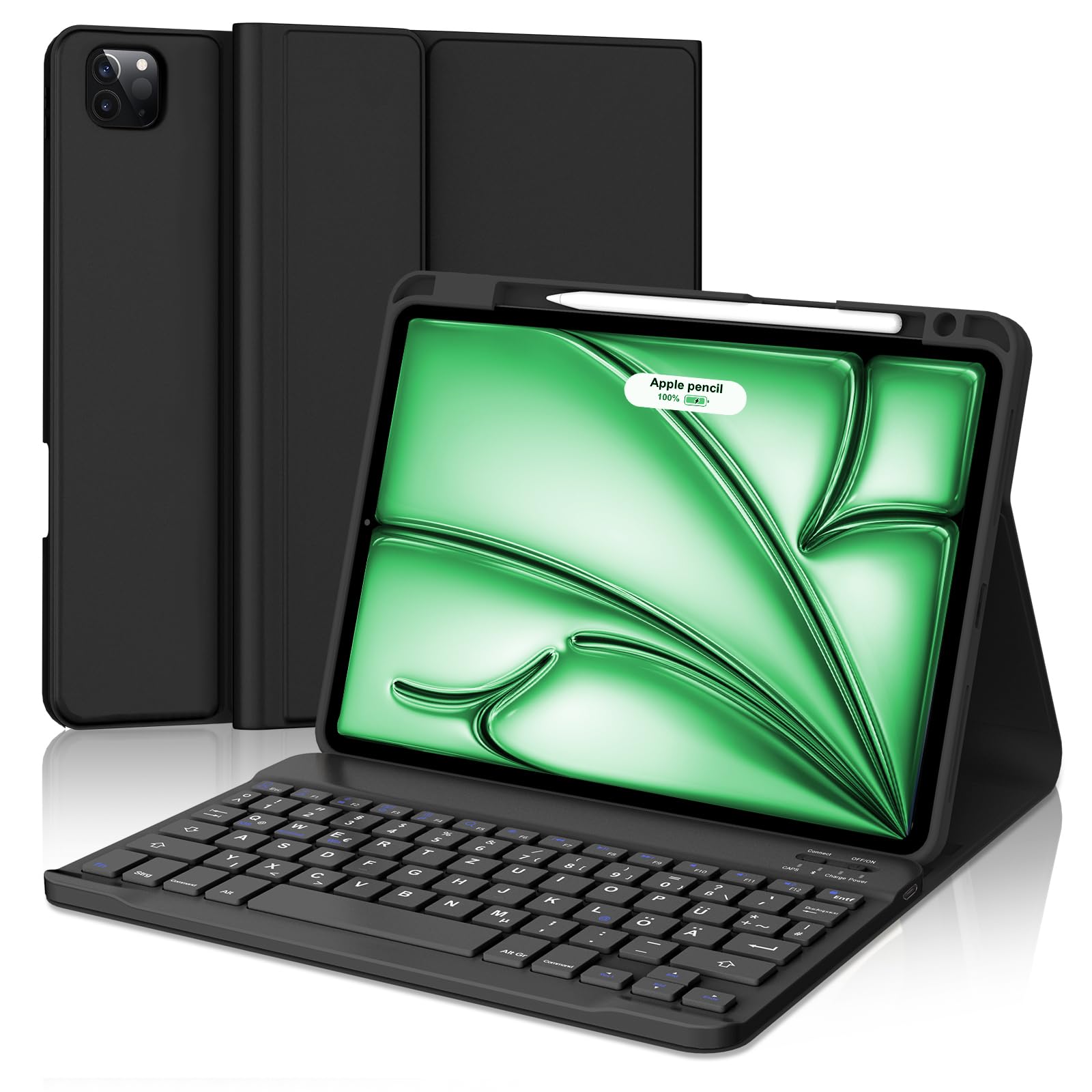 FOGARI Magnetische Tastaturhülle Für IPad Pro 11 & Air 11 – Deutsches QWERTZ-Layout, Mit Stifthalter, Schwarz