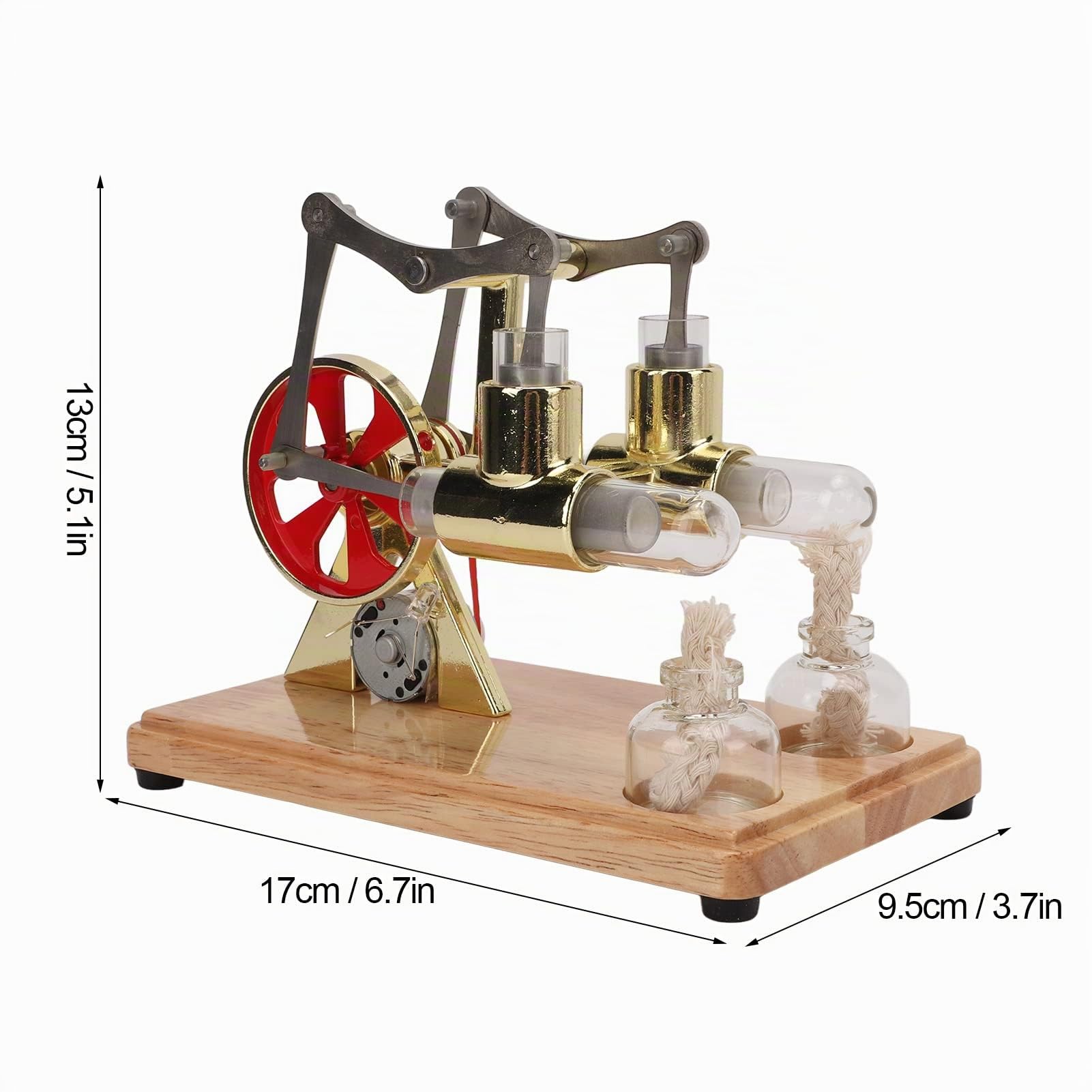 Modello di Motore Stirling, Modello Fisico Scientifico Modello di Motore Stirling con Equilibrio a Due Cilindri Dorato per Regali di Progetti di Scienze Fisiche