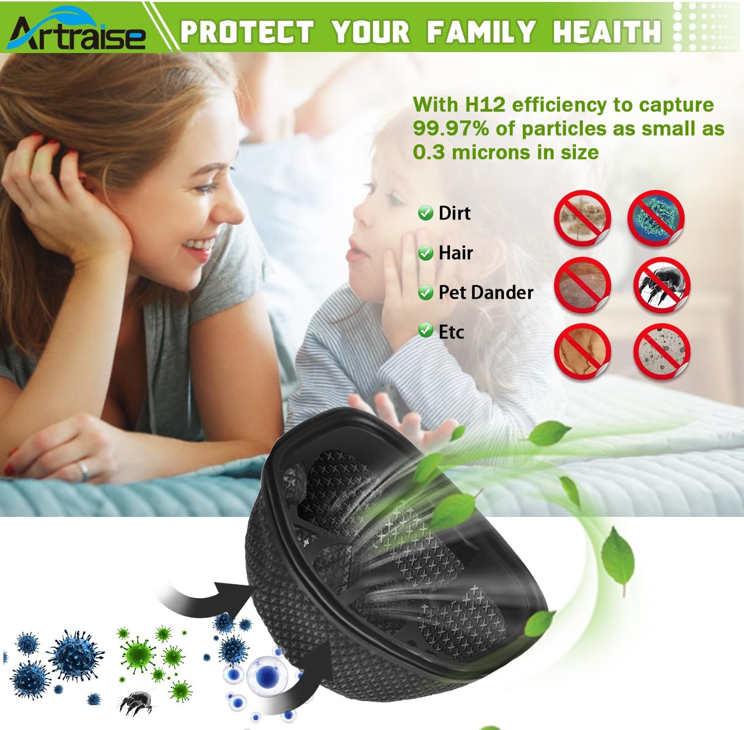 Artraise 6 Pack Dust Cup Filter Replacement Compatible with Shark UltraCyclone Pro & Pet Pro+ Cordless Handheld Vacuum Cleaner CH900WM CH901 CH950 CH951 CH951C. Compare to Part # XFTRCH900 -