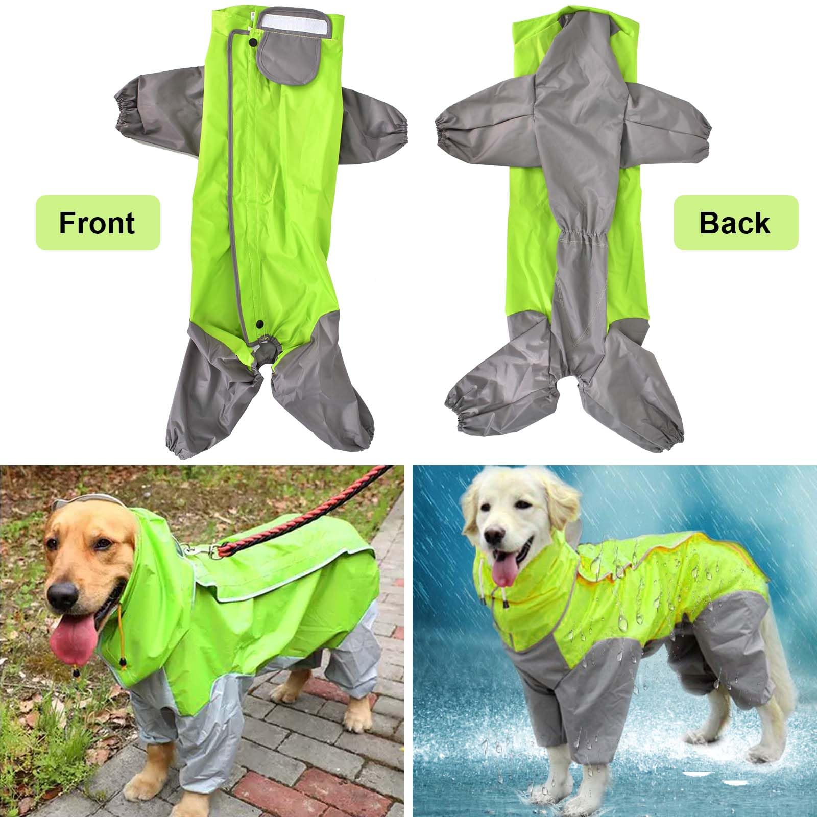 Impermeable para Perros con Capucha, Chubasquero Ligero para Medianas y Grandes, Mascota Impermeables Andar Excursión Acampada Deambular - Verde (28)