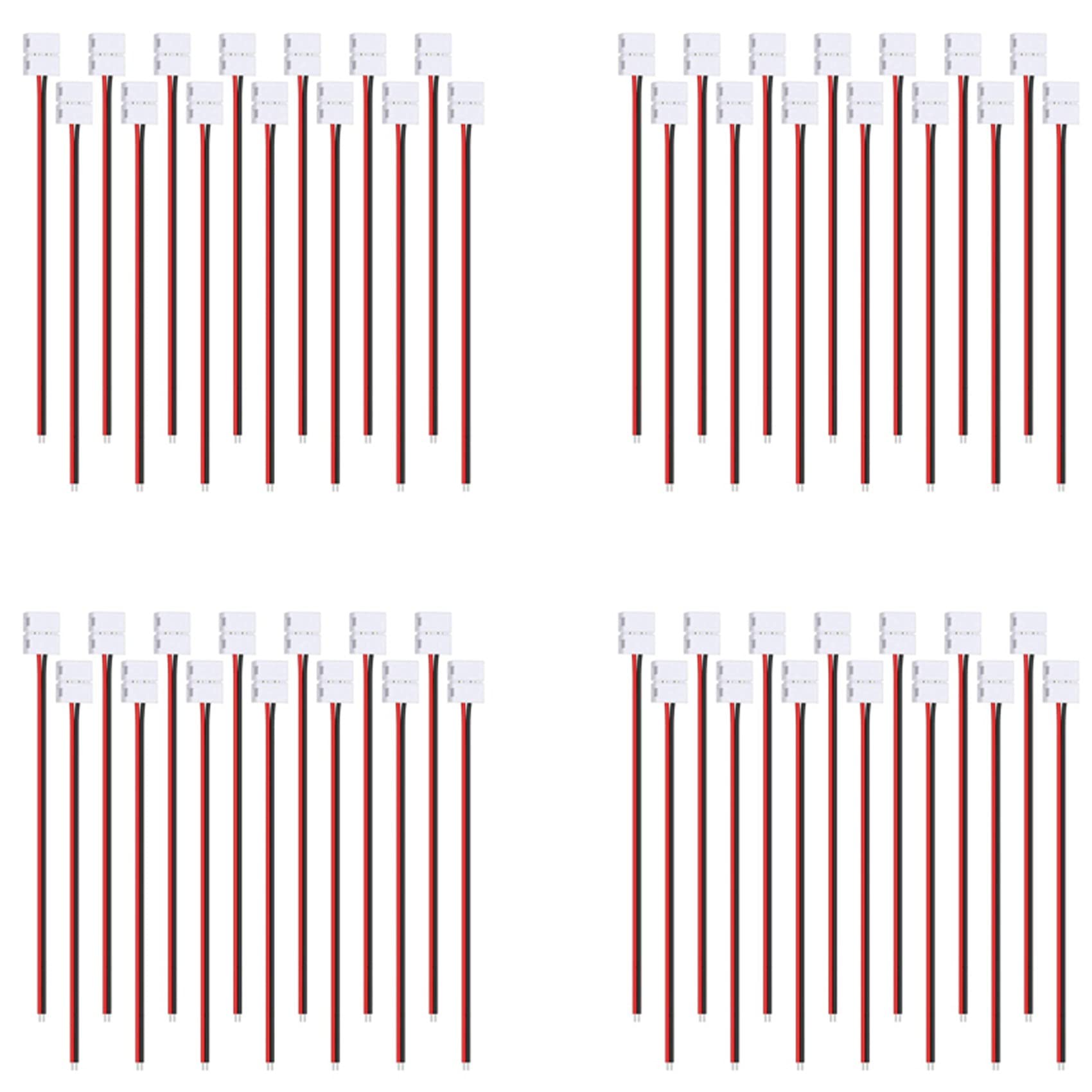 Jnchdghwa 96Pcs 8mm 2 Pin LED Strip Light Connector for 8 mm Wide Flexible SMD 3528 2835 Single Color LED Strip Lights Solderless