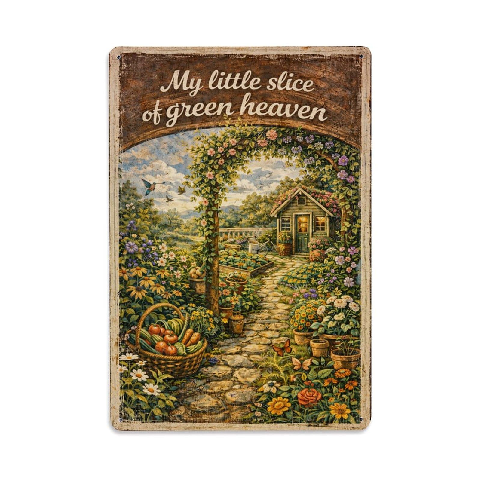 Jdfenggu Vintage My Little Slice Of Green Heaven Retro Metal Tin Sign, Metal Poster For Bar, Home, Man Cave, Kitchen, Laundry Room Art Decor 8X12 Inch