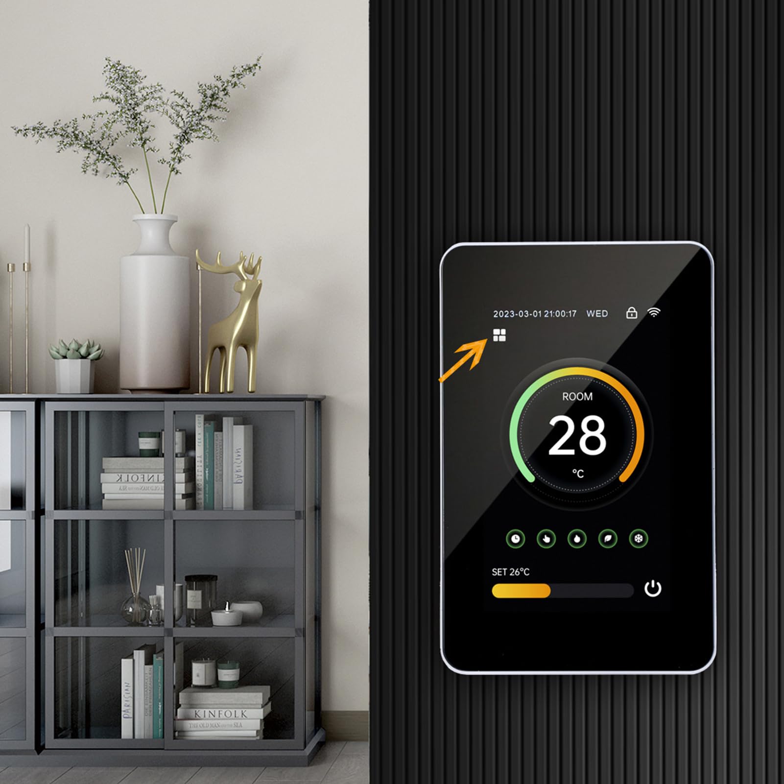 Marhynchus Termostato WiFi Inteligente Pantalla Táctil Digital Termostato de Calefacción por Suelo Radiante 100 a 250 VCA 3A Control de Aplicación Rango de Habitación de 41 a 158 F para Calefacción
