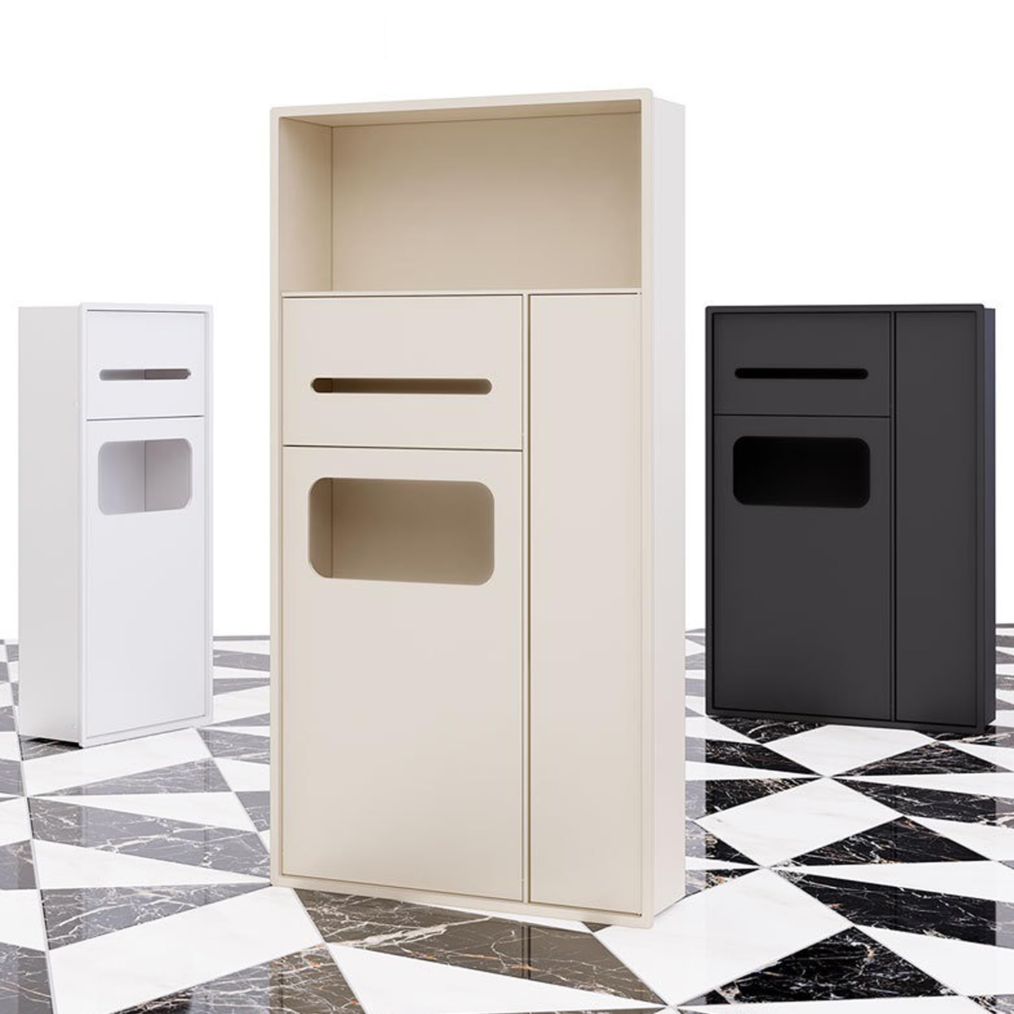 Nicchia doccia in acciaio inox, multifunzionale, con cestino nascosto e porta carta igienica, per bagno, ristorante, hotel
