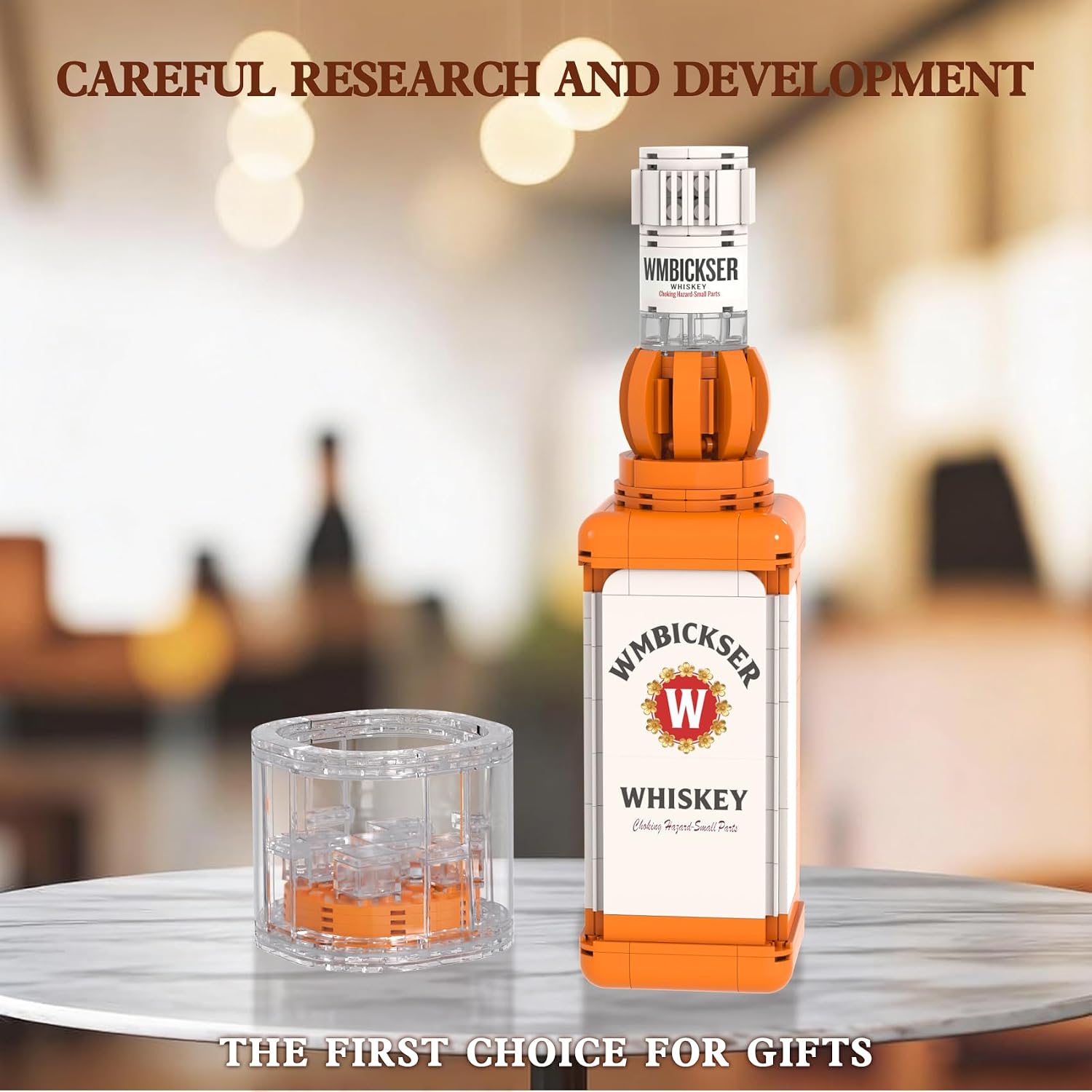 Whiskey Bottle Building Set, 402-Piece 3D Display Model Kit, Collectible Construction Toy, Creative Gift for Adults.