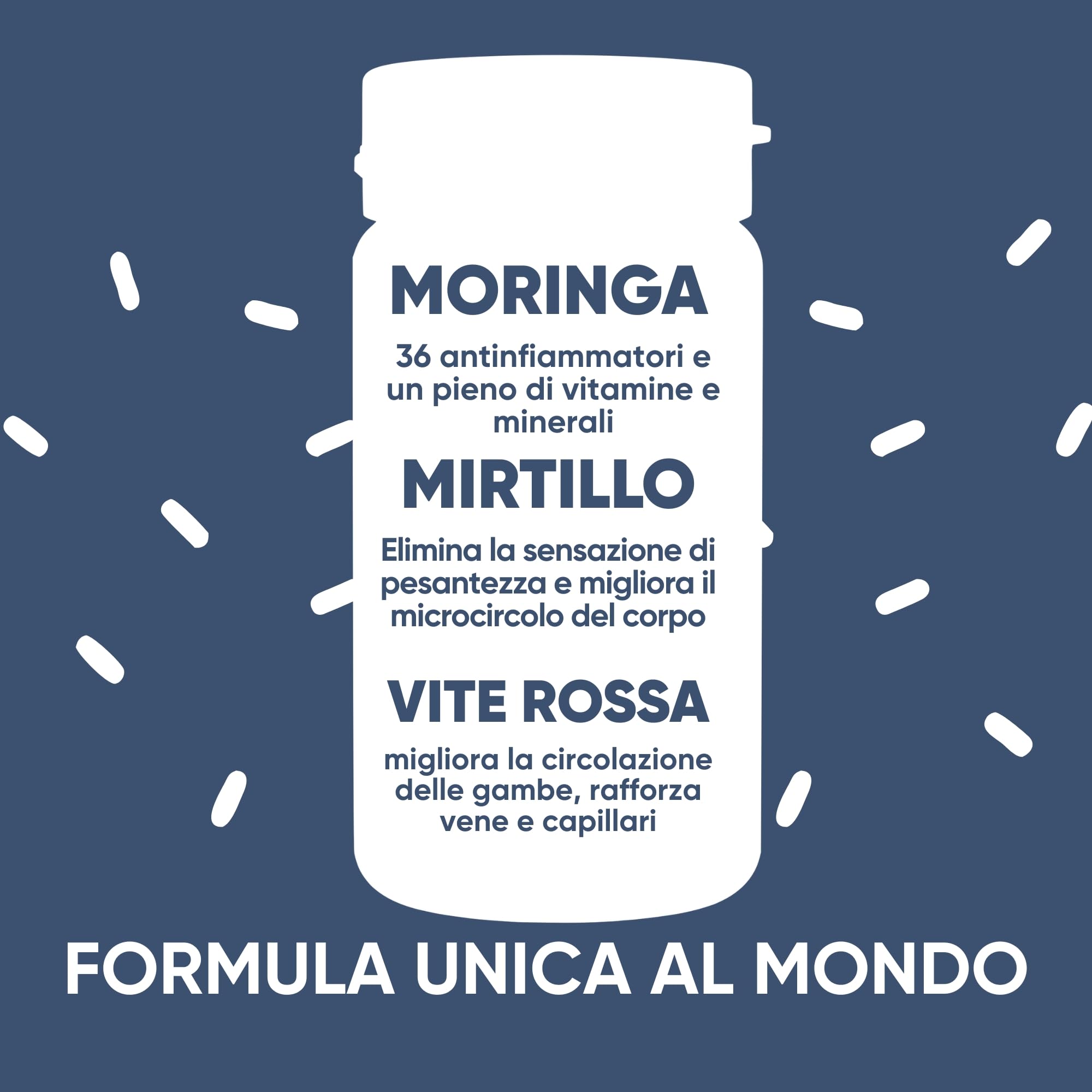 Integratore Microcircolo Gambe Mirtillo Nero e Vite Rossa con Moringa BIO - NUOVA FORMULA - Vite rossa Integratore Riduce Pesantezza e stimola Circolazione Gambe | 60 Capsule 100% Naturali RedMoringa