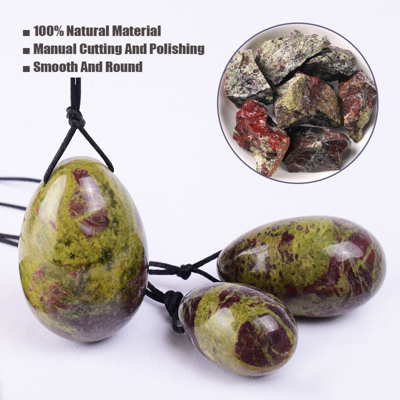 3Pcs / Set 100% naturel Jade Yoni Egg Kegel Exercice, 3 œufs avec boîte