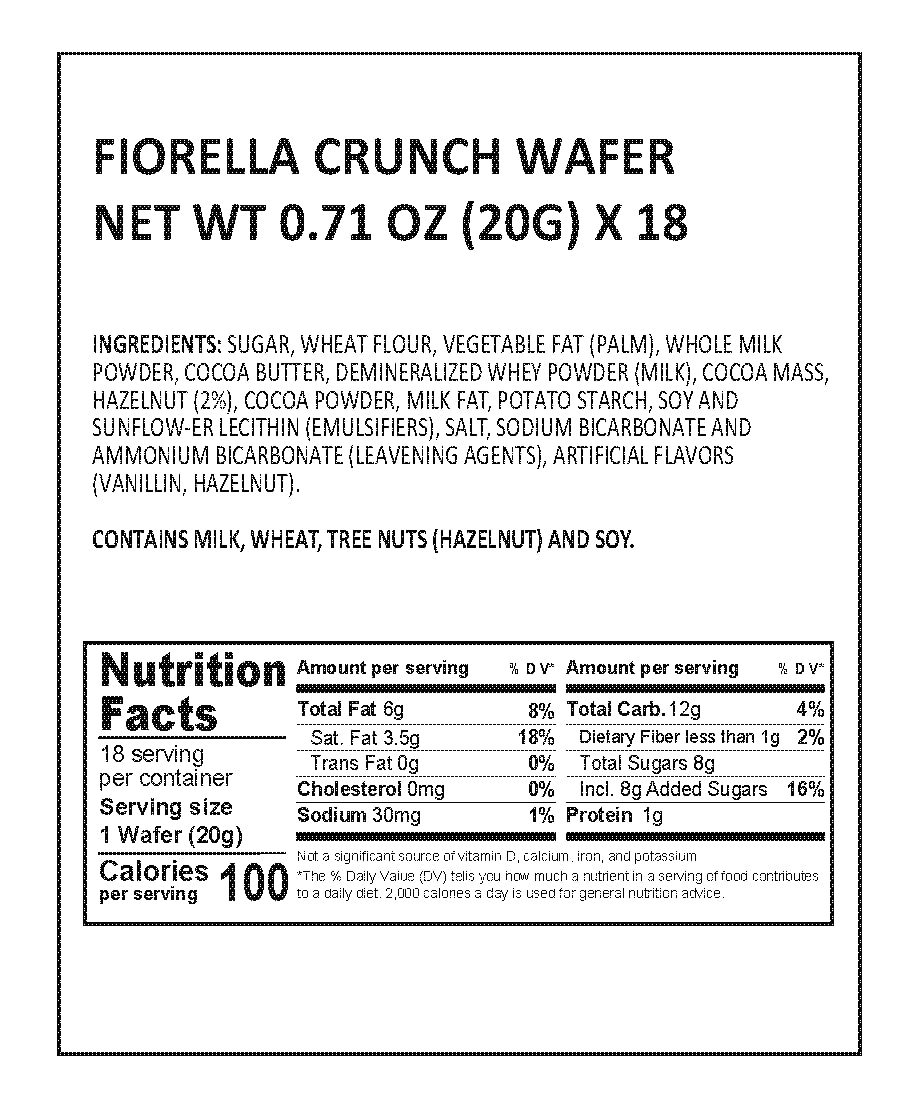 Fiorella Crunch Wafer Cookies Delicious Chocolate Covered Crispy Thin