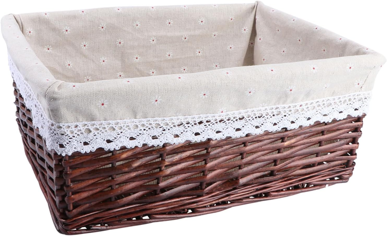 IMIKEYA Large Capacity Rattan Basket Handmade Wicker Storage Basket with Safe Inner Fabric Lining for Kitchen Laundry Organization Bedroom and Living