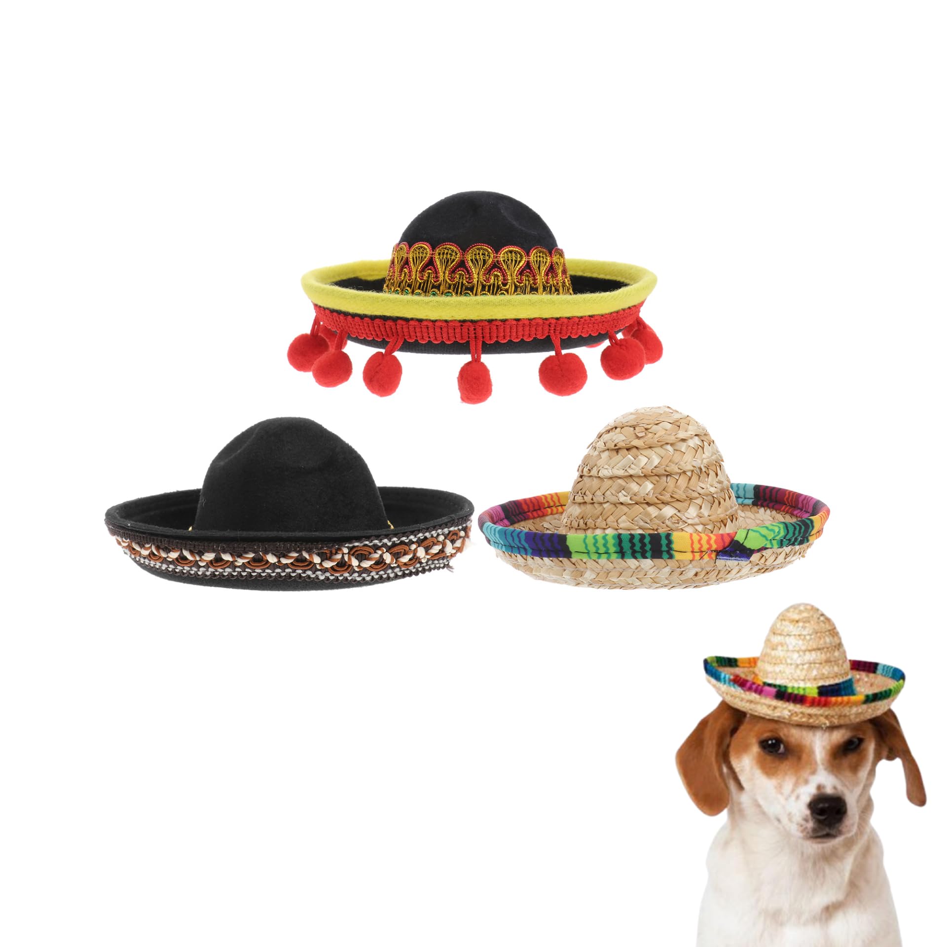 Sombrero pour chien lot de 3 chapeaux de paille pour animal domestique fête hawaïenne POPETPOP