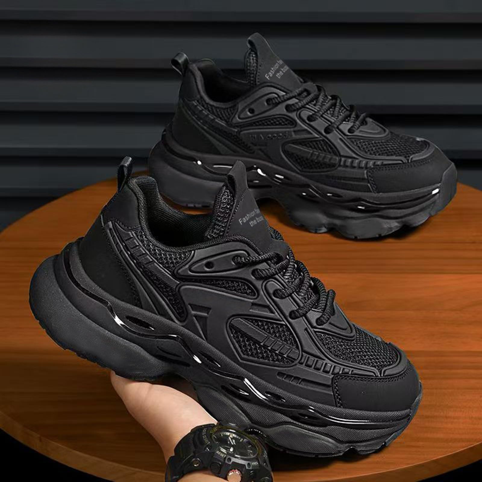 Laufschuhe Herren Dämpfende Joggingschuhe Fashion Bequem Sportschuhe Casual Schuhe Dicke Sohle Höhenvergrößerung Walkingschuhe Atmungsaktiv Straßenlaufschuhe rutschfeste Schnürschuhe