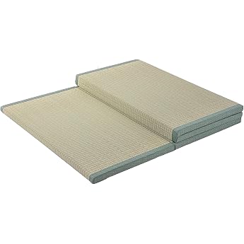 Japanese Traditional Tatami Mat - 4 Folds Firm and Comfortable Futon Mattress Natural Green Rush Grass - Ideal for Meditation Yoga Zen Room Japanese Tea Room Size 75 x 200 x 3.5 cm