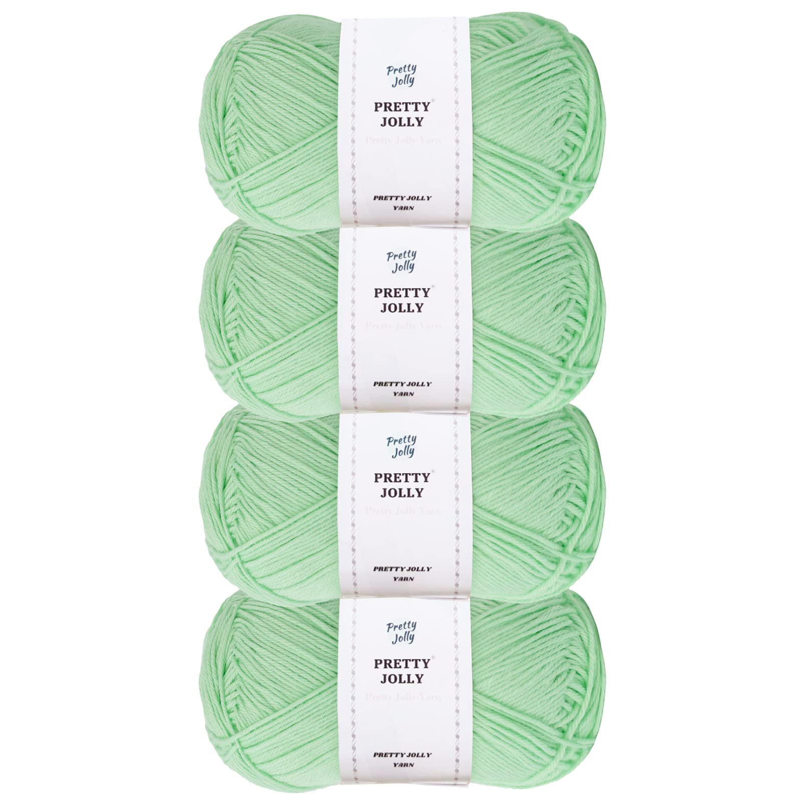 Pretty Jolly 4 Skeins Soft Baby Yarn 100% Cotton Yarn for Crochet Knitting 4 Ply Yarn Blanket Yarn for DIY Craft Fingering Weight Yarn Total Length 4175ysd/450g(Light Green)