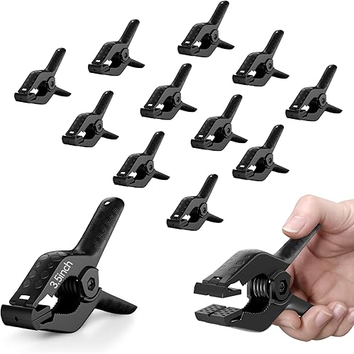 Miniatura 8 de EMART Paquete de 12 abrazaderas de resorte resistentes de plástico de 4.5 pulgadas, abrazaderas profesionales grandes para soporte de telón de negro