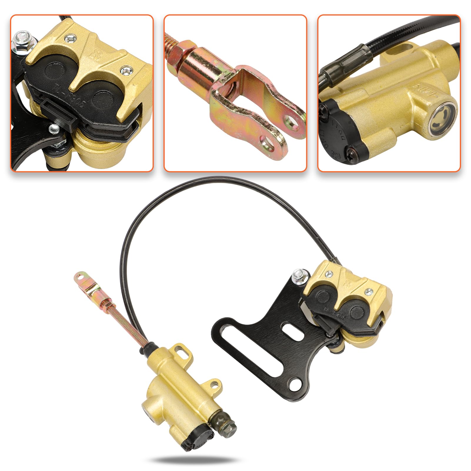 Pinza de freno Pastillas de freno Kit de freno hidráulico Sistema trasero con pastillas Compatible con 50cc 70cc 90cc 110cc 125cc 140cc 150cc Pit Dirt Bike 12mm