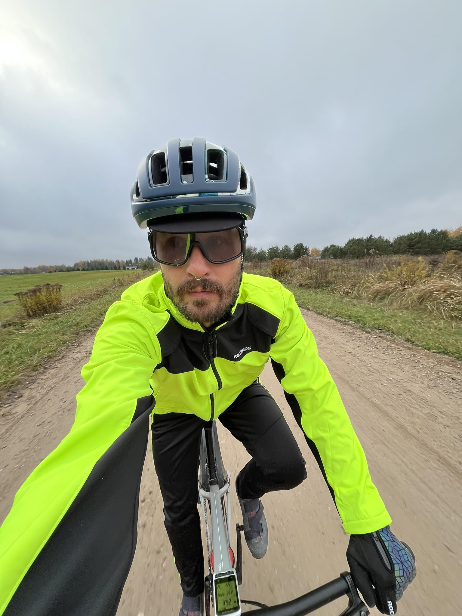 ROCKBROS Ensemble Veste Pantalon de Vélo Thermique Hiver Molleton Polaire Coupe-Vent Respirant Vert Fluo M-4XL