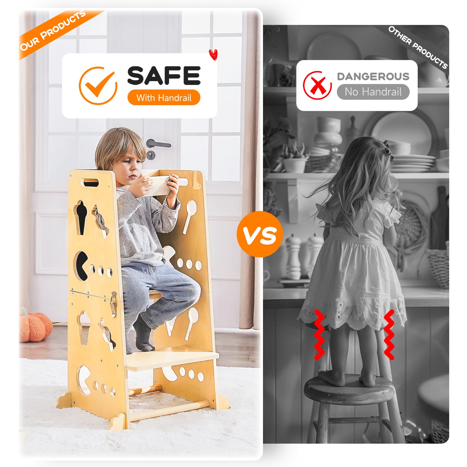 Snapklik.com : Amoveo Toddler Tower, 4-in-1 Foldable Toddler Kitchen ...