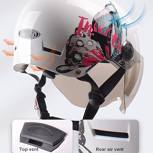 Miniatura 3 de Casco de vehículo eléctrico para adultos, casco retro de calle, casco de motocicleta, casco de motocross con personalidad de verano, casco de