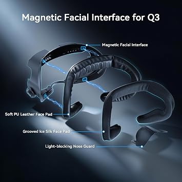 AMVR FC4M Magnetic Facial Interface, Silk Face Pad Cover with Ventilation-Design, Compatible with Quest 3 Accessories, Face Cushion for Halo Head Strap (NOT Compatible with Quest 3S)