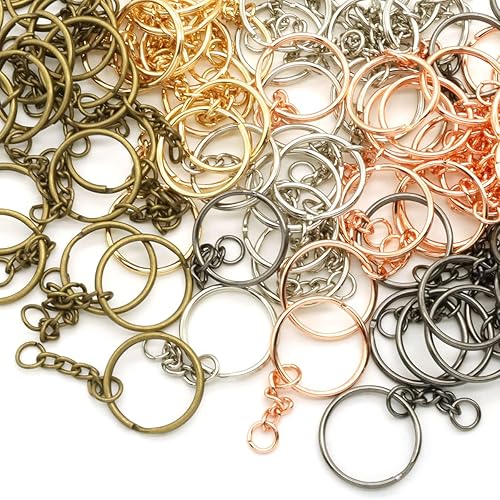 Miniatura 6 de 100 llaveros divididos, llavero de metal dividido con anillo de salto abierto y soporte plano para llaves de manualidades