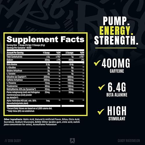 Miniatura 3 de RYSE Up Supplements Ryse Signature Series Stim Daddy  Oficial Noel Deyzel High Stimulant Pre Workout  21+ Gramos activos  400 mg de cafeína  40
