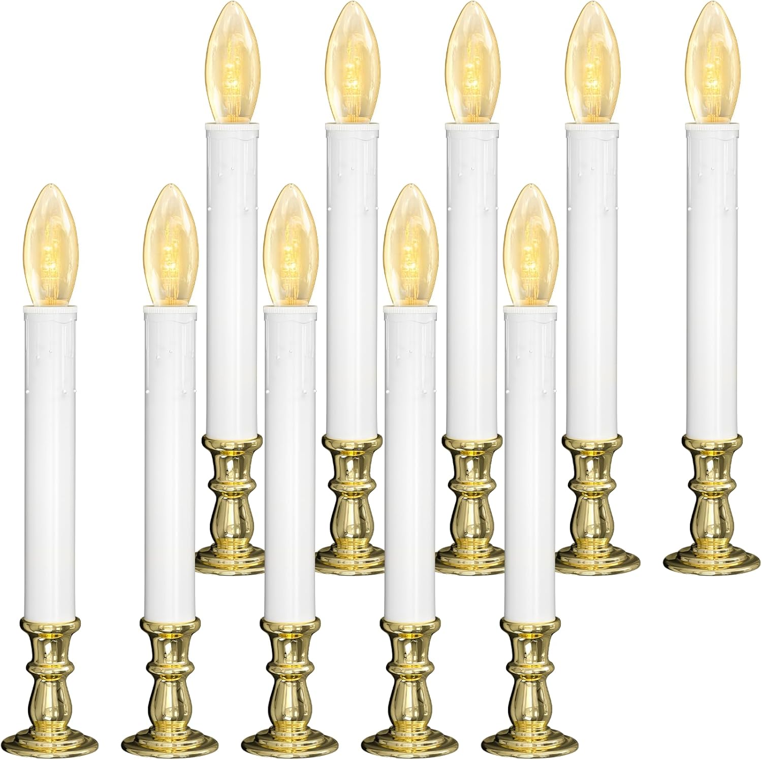 10PCS Christmas LED Window Candles with Timer, Flameless Candle with Suction Cups Battery Operated for Christmas Home Wedding Decor