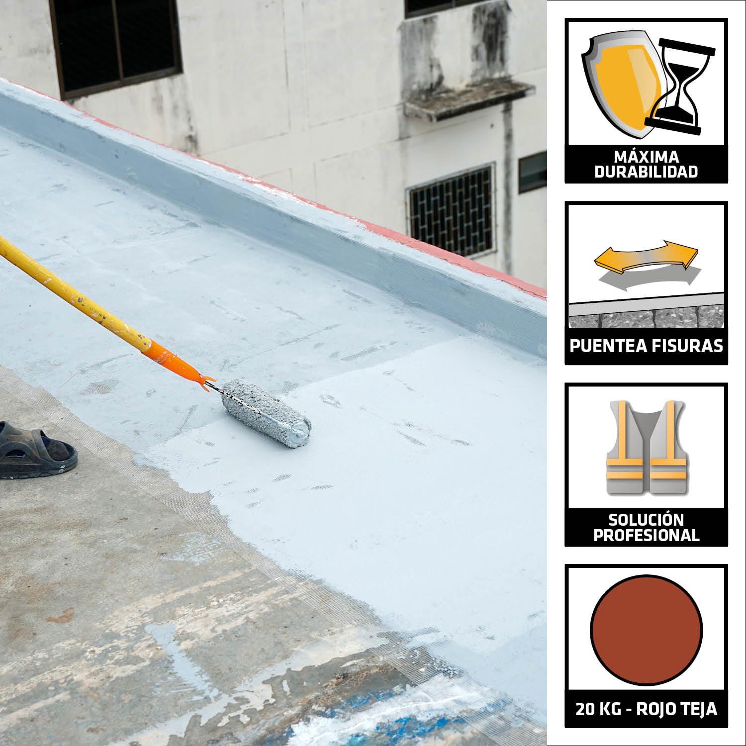 SIKA - Membrana impermeabilizante - SikaFill 420 Extreme - Rojo Teja - 20kg | Lista para usar - Para cubiertas nuevas y rehabilitación - Permeable al vapor de agua - Protección duradera