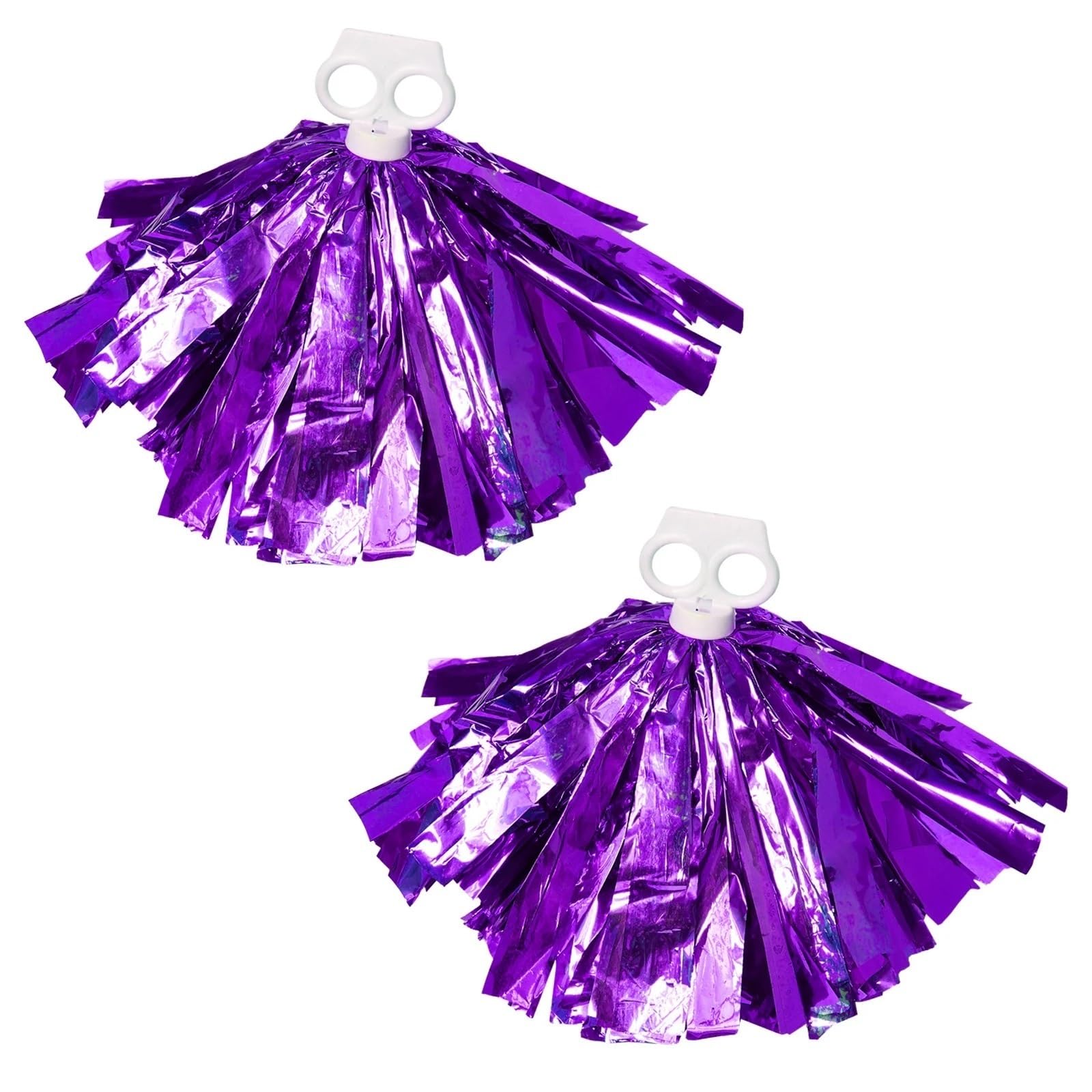 ZWCSHUU Cheerleader Pom Poms 1 Pair Flower Ball Cheerleading Pompon Tassel Hand Flowers Games Cheerleader Pom Hands Ring Holding Cheering Props(Purple)